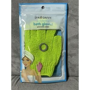 Spa Savvy Exfoliating Bath Gloves Green Polyester 5009/72 includes‎ 2 gloves